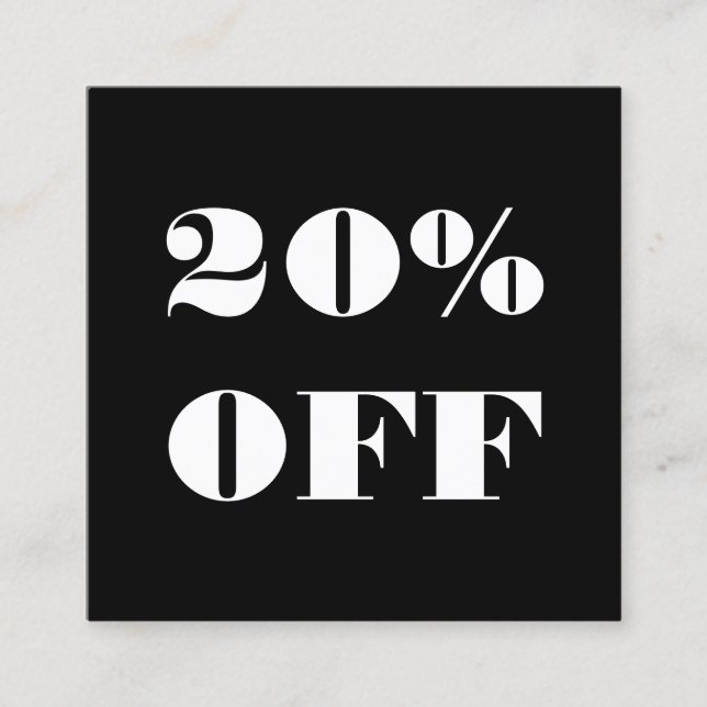 Simple black & white minimalist modern discount card (Front)