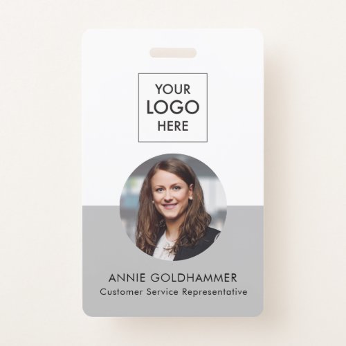 Simple Black  White Minimalist with Photo Badge