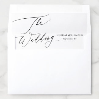 Simple Black & White Modern Calligraphy Wedding Envelope Liner