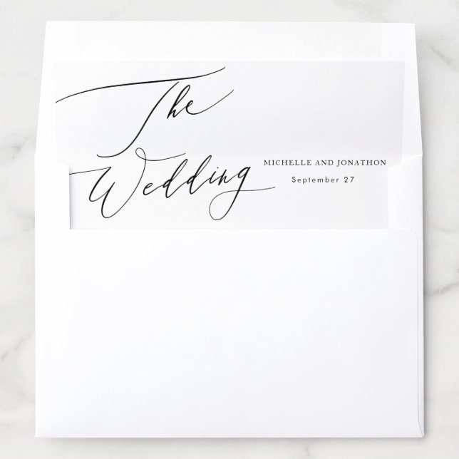 Simple Black & White Modern Calligraphy Wedding Envelope Liner (In Envelope)