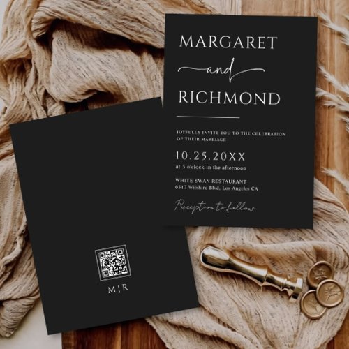 Simple Black & White Modern Elegant Wedding Invitation