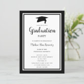 Simple Black White Modern Graduation Party Invitation | Zazzle