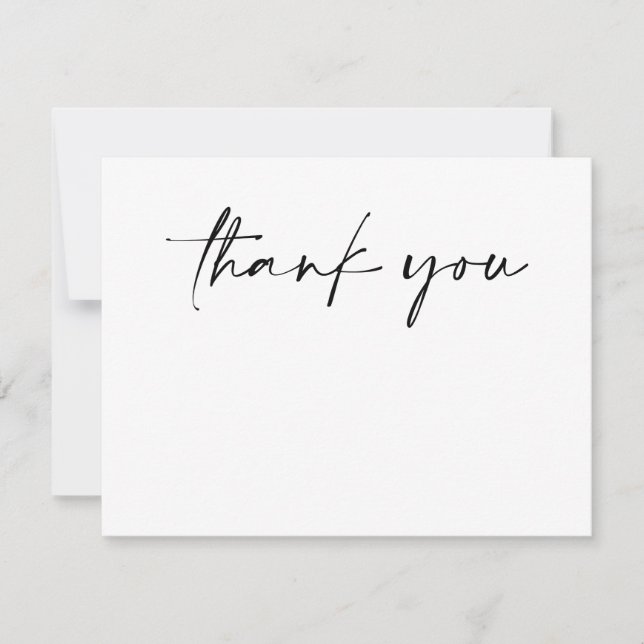 Simple Black & White Modern Minimalist Thank You Note Card (Front)