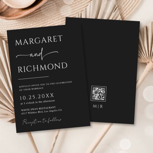 Simple Black & White Modern Minimalist Wedding Invitation