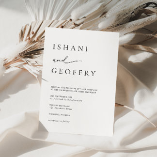 Simple Black & White Modern Minimalist Wedding Invitation