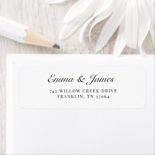 Simple Black & White Modern Script Wedding Label