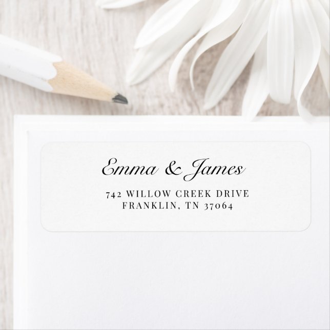 Simple Black & White Modern Script Wedding Label (Insitu)