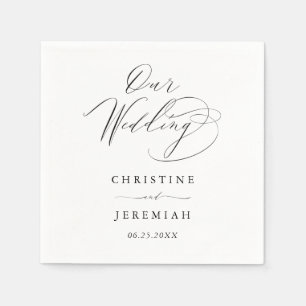 Simple Black White Modern Script Wedding Napkins