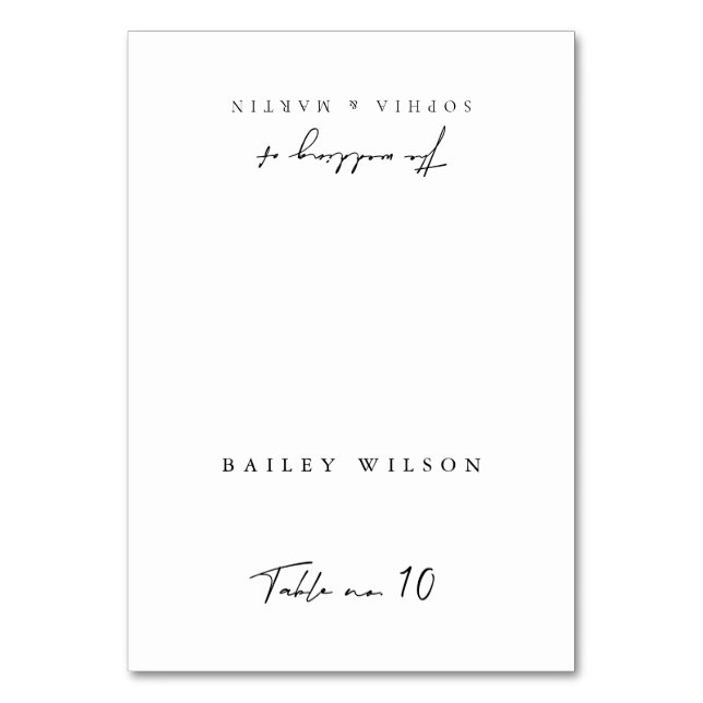 Simple Black & White Modern Wedding Place Card (Front)