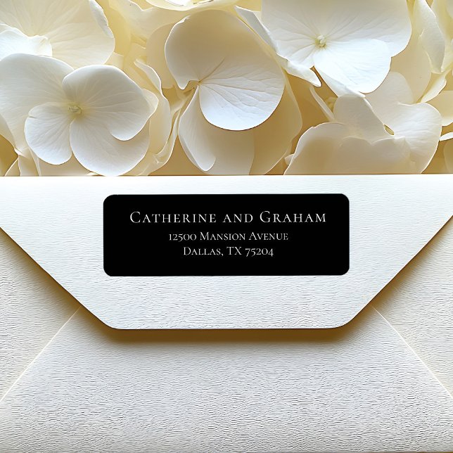 Simple Black White Modern Wedding Return Address Label (Creator Uploaded)