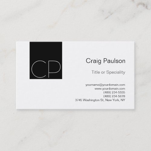 Simple Black White Monogram Business Card