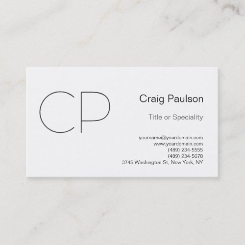 Simple Black White Monogram Business Card