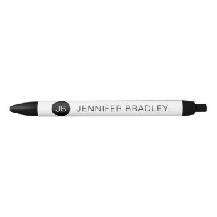 Simple Black White Monogram Custom Name Pen