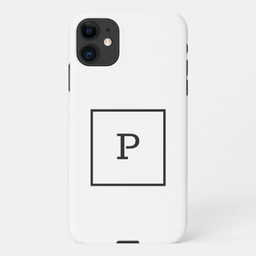 SIMPLE BLACK WHITE MONOGRAM CUSTOM PERSONALIZED Ca iPhone 11 Case