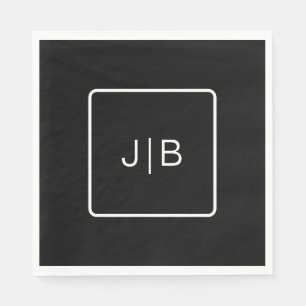 Simple black white monogram customizable napkins