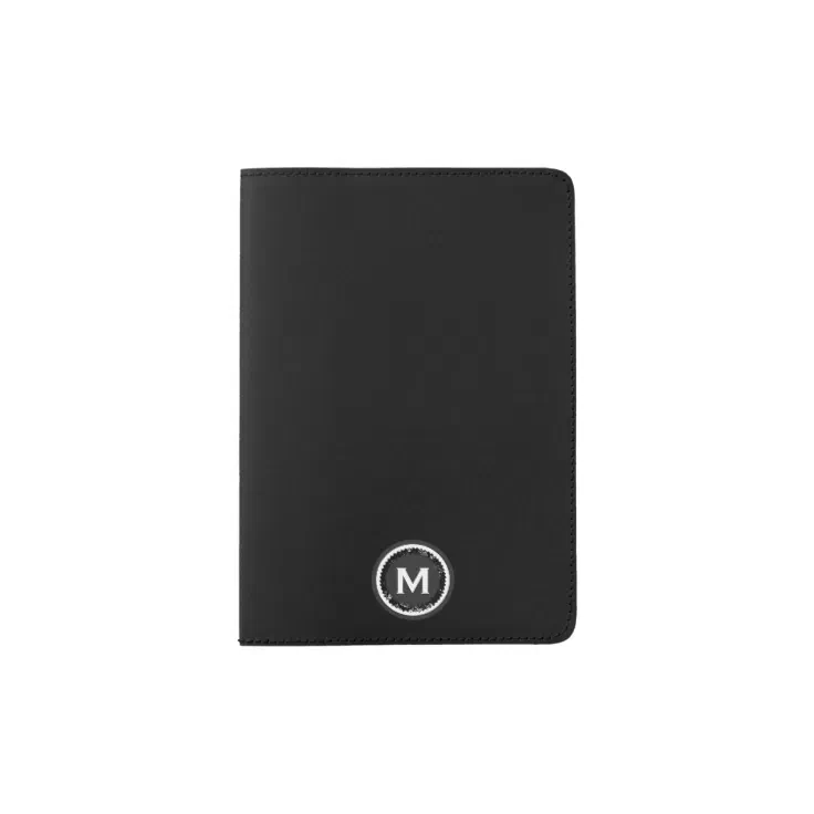 Simple Black & White Monogram Medallion Passport Holder | Zazzle