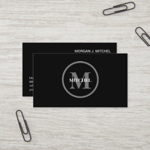 Simple Black White Monogram Modern Professional Business Card