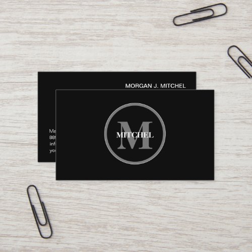 Simple Black White Monogram Modern Professional Business Card