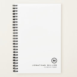 Simple Black White Monogram Name Notebook