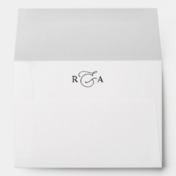 Simple Black White Monogram Return Address Wedding Envelope by PeachBloome at Zazzle