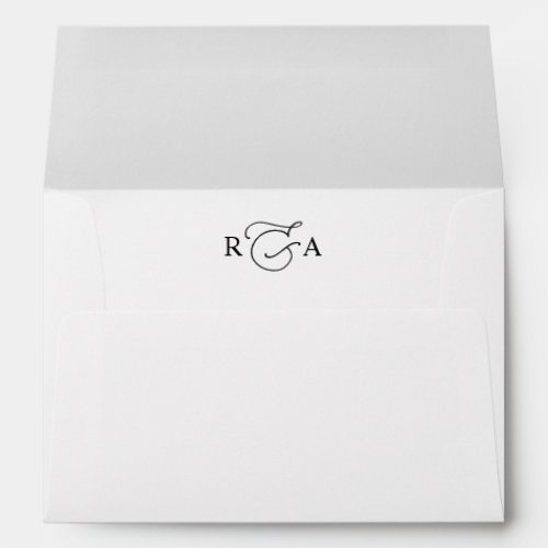 Simple Black White Monogram Return Address Wedding Envelope
