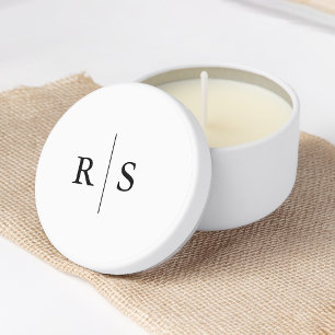 Simple Black & White Monogram Wedding Mini Candle Favors