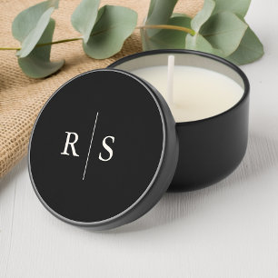 Simple Black & White Monogram Wedding Mini Candle Favors