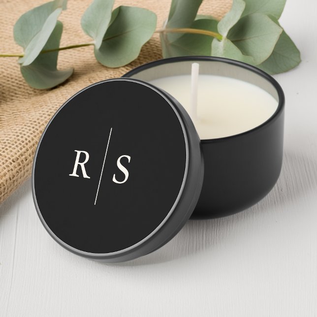 Simple Black & White Monogram Wedding Mini Candle Favors (Creator Uploaded)