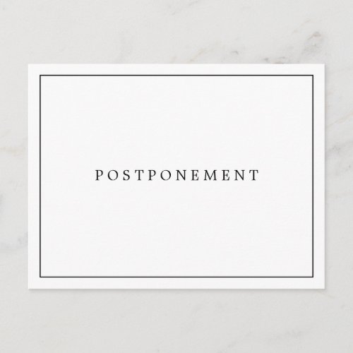 Simple Black White Monogram Wedding Postponement Postcard