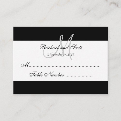 Simple Black White Monogram Wedding Seating Card Business Card