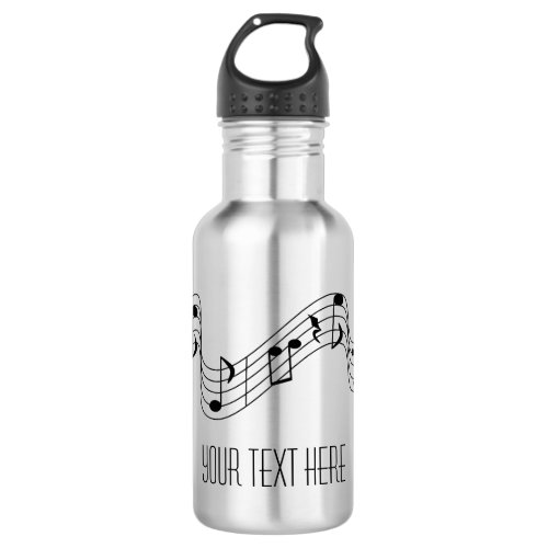 Simple Black White Music Notes Custom Name Coffee  Stainless Steel Water Bottle