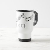 Simple Black White Music Notes Custom Name Travel Mug (Front Right)