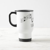 Simple Black White Music Notes Custom Name Travel Mug (Left)
