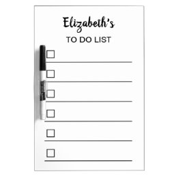 Simple Black White Name Script To Do List Template Dry Erase Board