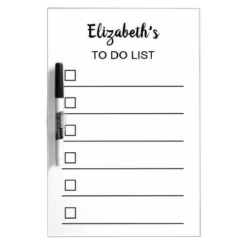 Simple Black White Name Script To Do List Template Dry Erase Board