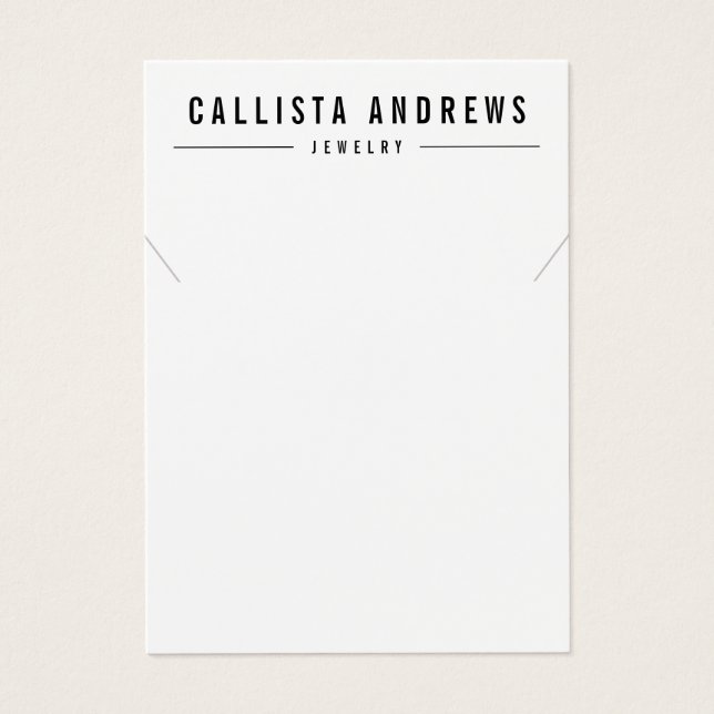 Simple Black White Necklace Display Card (Front)