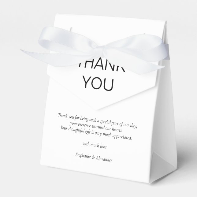 Simple Black White Newlywed Wedding Thank You  Favor Boxes (Front Side)