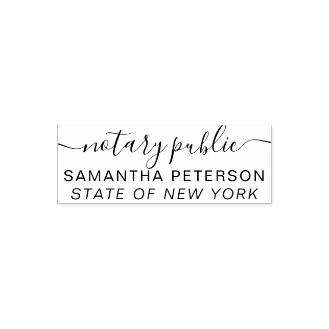 Simple black white notary public state typography self-inking stamp (Design)