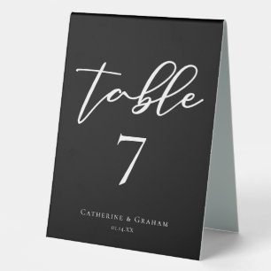 Simple Black White Number Modern Wedding Table Tent