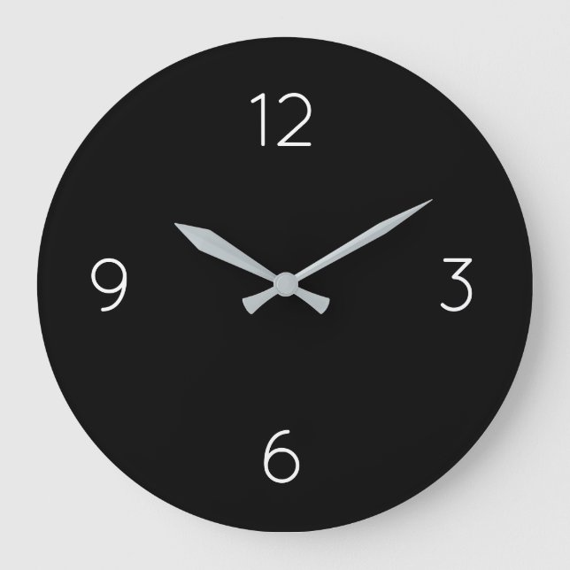 Simple Black & White Numbered Large Clock (Front)