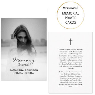 Simple Black & White Orthodox Funeral Prayer Card