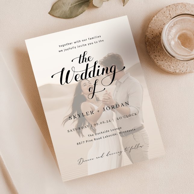 Simple Black & White Overlay 2 Photo Wedding Invitation (Creator Uploaded)