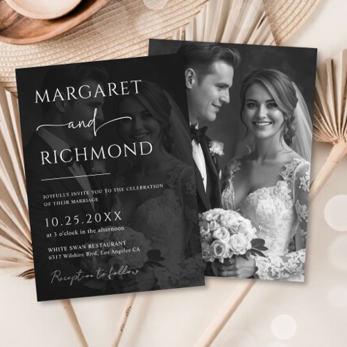 Simple Black & White Overlay Minimalist Wedding Invitation