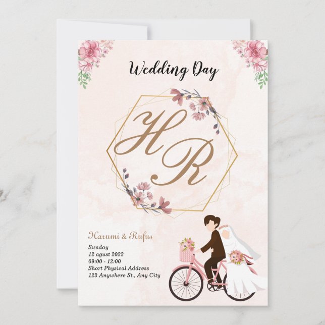 Simple Black & White Overlay Photo Wedding Invitat Invitation (Front)