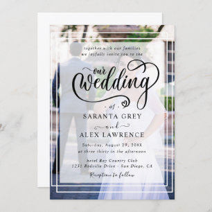 Simple Black & White Overlay Photo Wedding Invitation