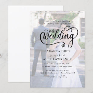 Simple Black & White Overlay Photo Wedding  Invitation