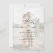 Simple Black & White Overlay Photo Wedding Invitation (Front)
