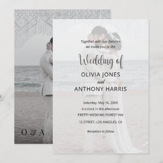 Simple Black & White Overlay Photo Wedding Invitation