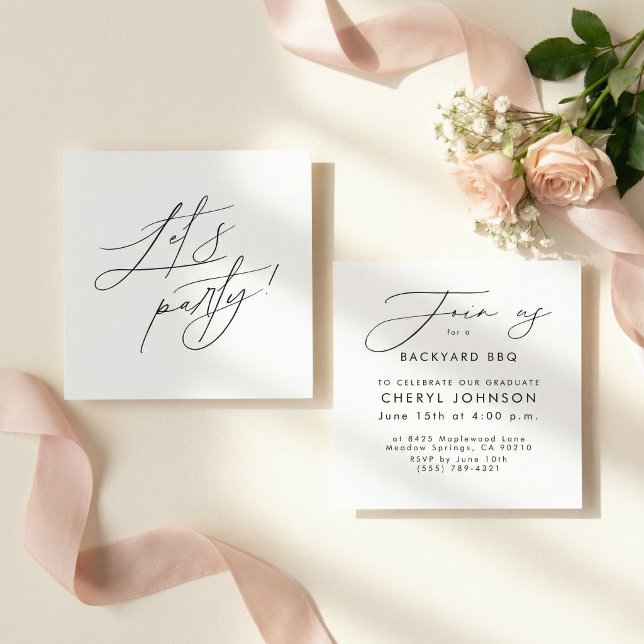 Simple Black White Party Invitation Enclosure Card (Creator Uploaded)