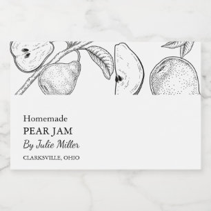 Simple Black & White Pear Jam Label